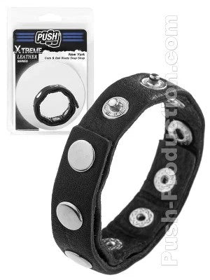 PushXtremeLeather–NewYorkCock&BallRivetsSnapStrap