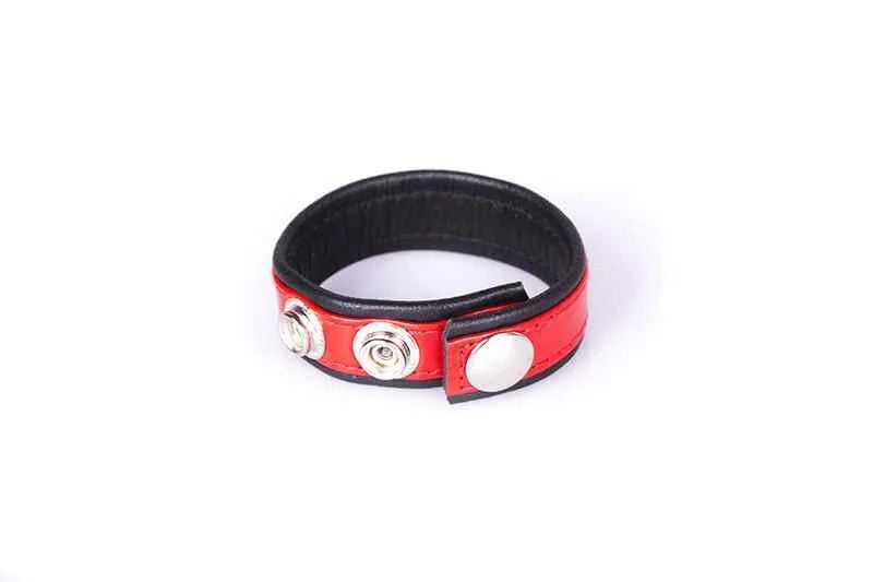 RainbowLeatherCockStrapBlack&Red