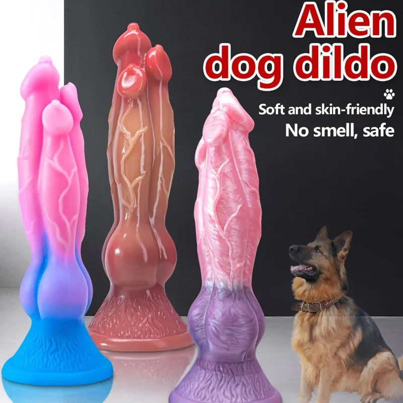 RealistischerdickerHundedildo–11ZollMonsterdildoDreiköpfigerSexspielzeugfürFrauen