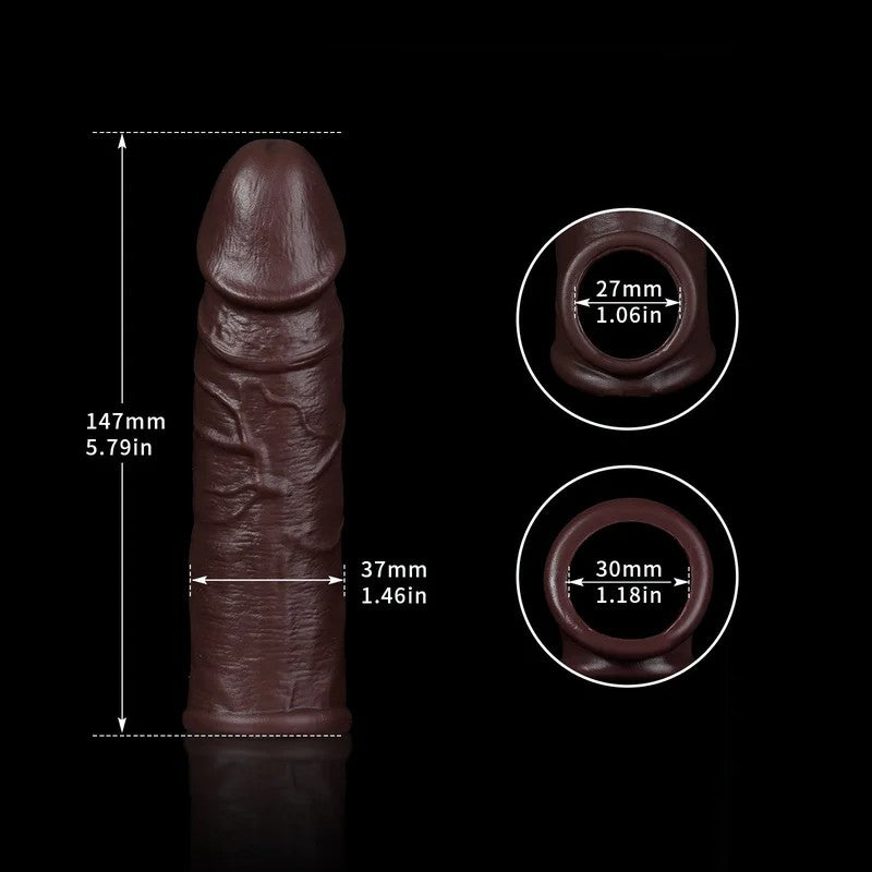 RealistischerDildoausEbenholz,Penishülle,Verlängerung–PenisringausSilikoninLebensgröße,SexspielzeugfürMänner
