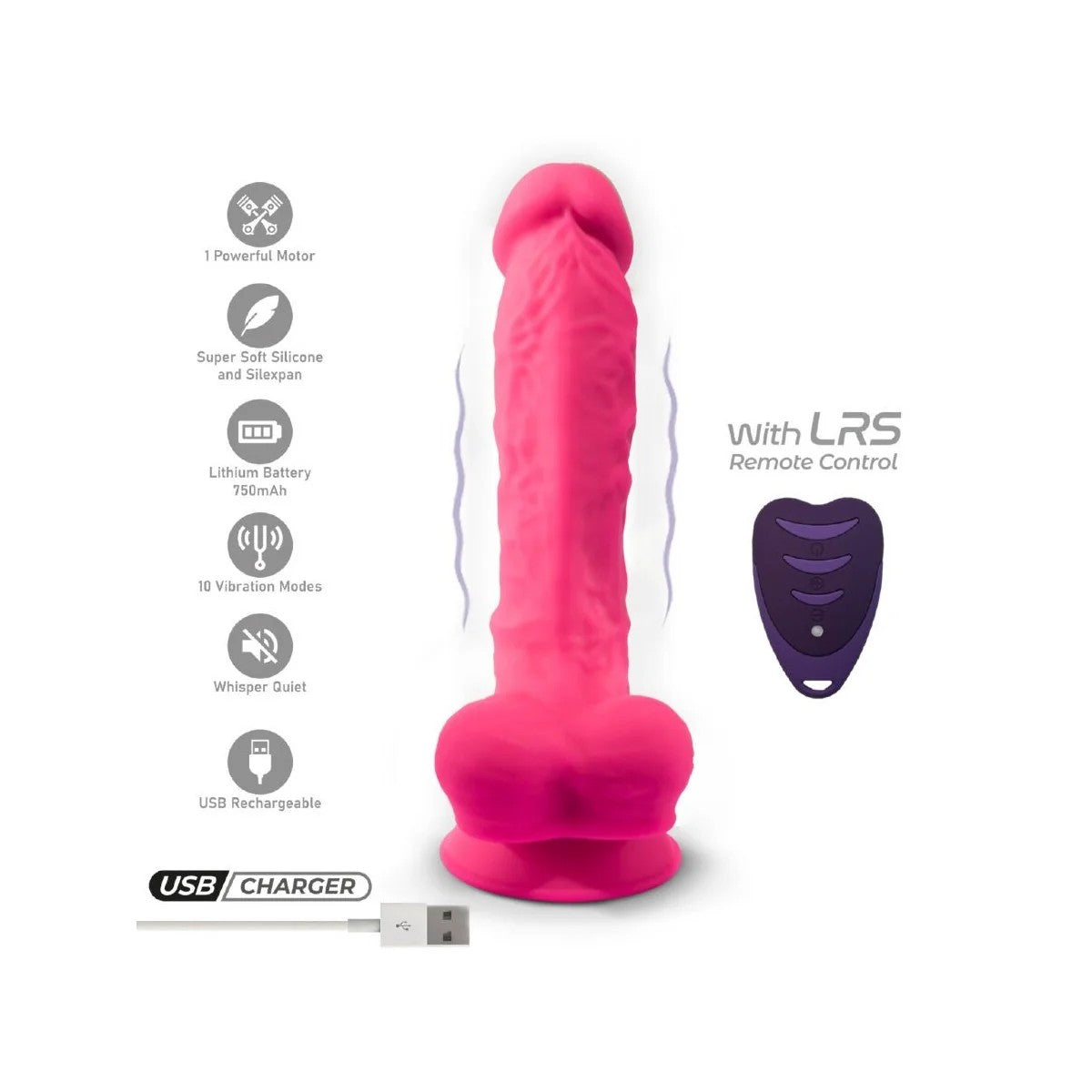 REALISTISCHERDILDOMODELL18ROSAVIBRATION+FERNBEDIENUNGLRSVONSILEXD