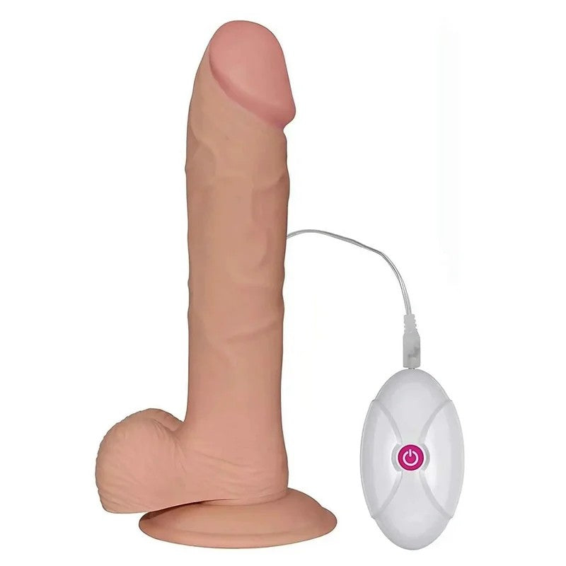 RealistischerPhallus22cmmit100%ultraweichemSaugnapf,ferngesteuerterVibration–Fleischrosa