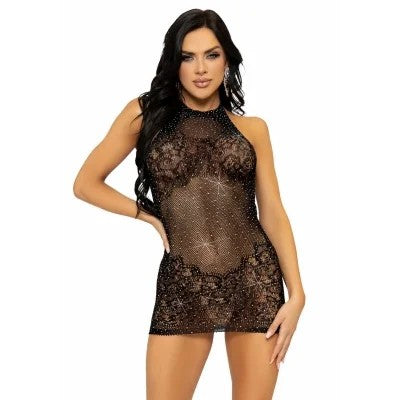 RhinestoneHalfterMinikleidOneSizeSchwarz|LegAvenue