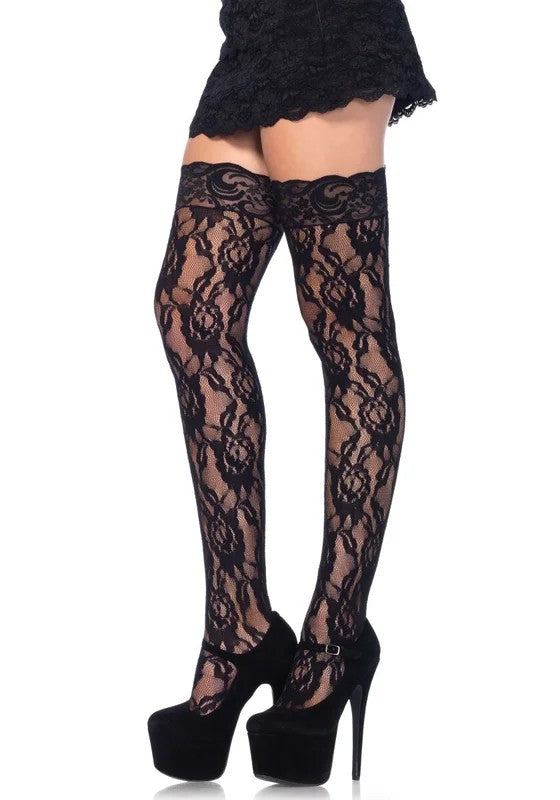 RoseLaceStockingsBlackOS