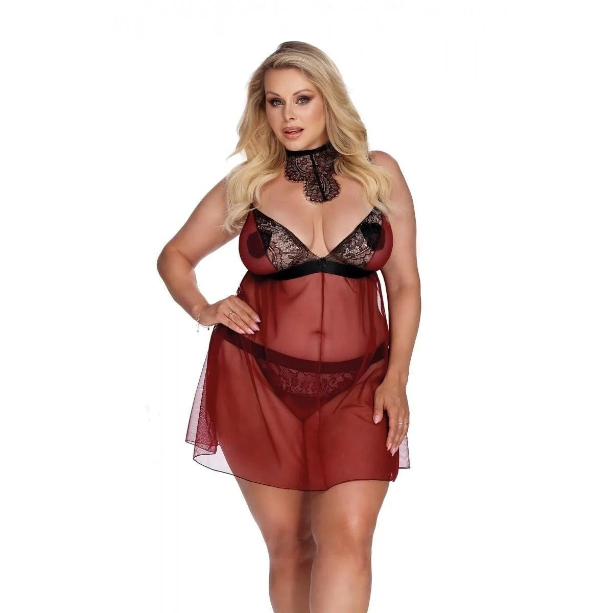ROT/SCHWARZESCHEMISEAA052928VONANAISAPPARELPLUSSIZE