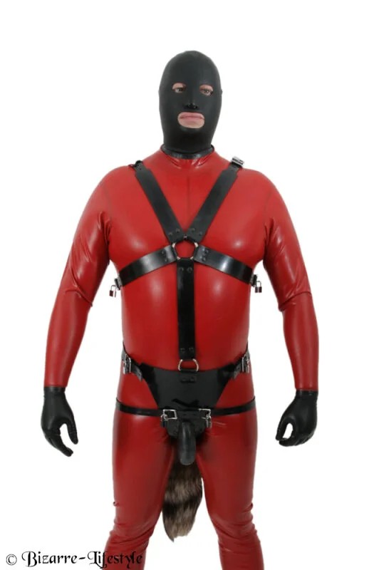 Rubberchastityharnesswithfurtailformen