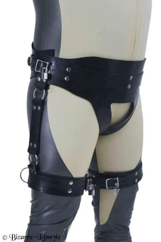 Rubberforcedbeltdeluxewiththighcuffsforsolidplug