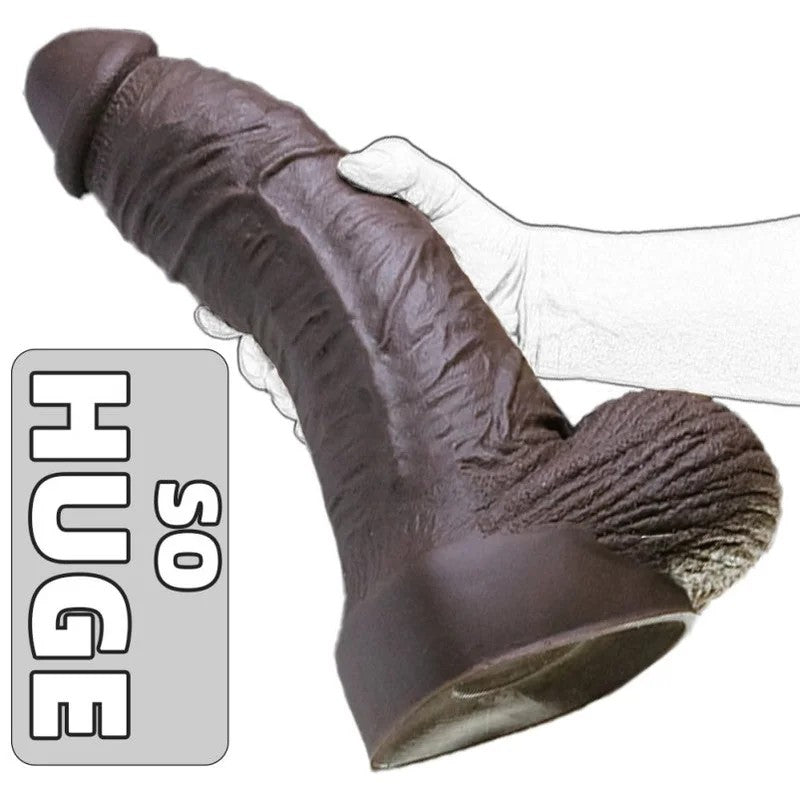 SchwarzerlebensechterRiesen-FaustdildoausSilikon–Anal-undVaginal-PlugmitSaugnapffürFrauen