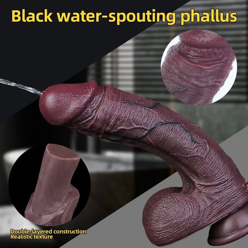 SchwarzerSquirting-DildoausSilikon–9ZollPenis,realistischesSexspielzeugfürdievaginaleMasturbationfürFrauen