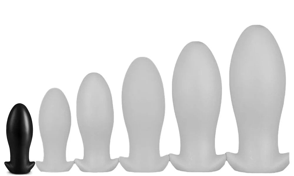 SDragonEggSoftSiliconeButtPlugBlack10x4.5cm