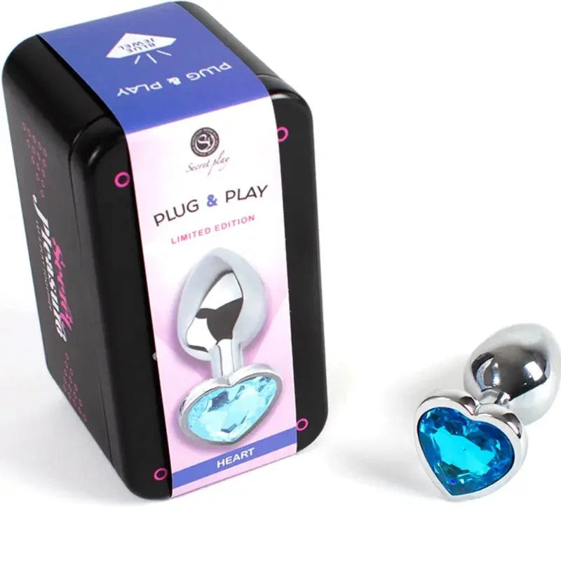SECRETPLAY–BUTTPLUGAUSMETALL,BLAUESHERZ,KLEINEGRÖSSE7CM