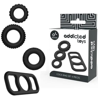 Set4AnillosSilikonParaElPene|AddictedToys