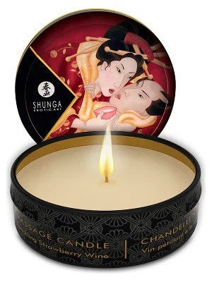 Shunga–Massage-KerzeRomance30ml–PrickelnderErdbeerwein