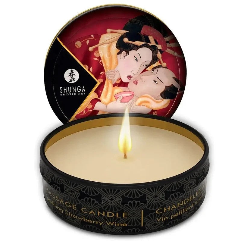 SHUNGA–MINICARESSBYCANDELIGHTERDBEEREUNDCAVAMASSAGEKERZE30ML