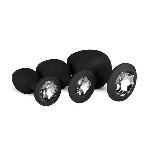 SiliconeButtplugSetwithDiamondBlack
