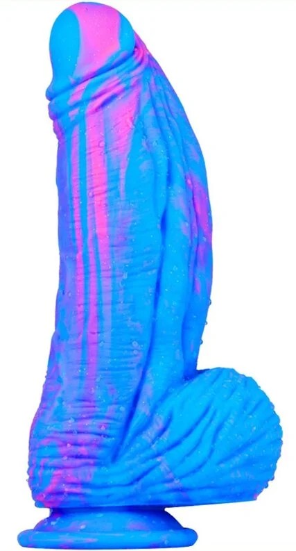 SiliconeDildoFatDick18x6.5cmBlue-Pink