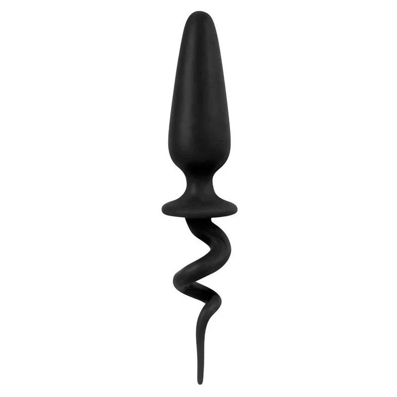 Silikon-AnalplugmitgeflochtenemSchwanz–Schwarz