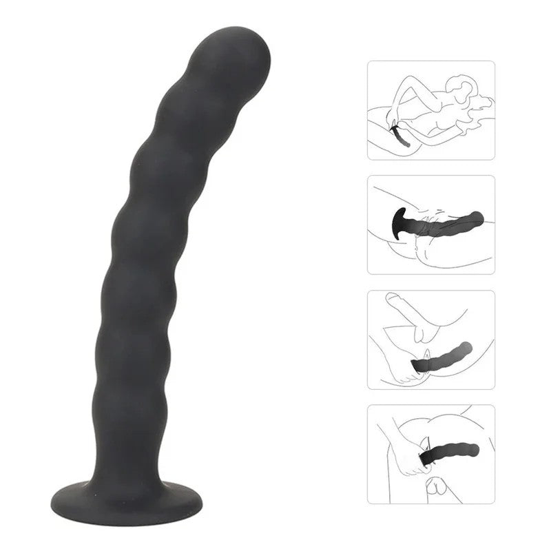 Silikon-Buttplug–7Zugperlen,Analdildo,G-Punkt-Prostata-Massagegerät