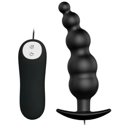 SilikonAnalplugExtrastimulierend12VibrationsmodiSchwarz|PrettyLove