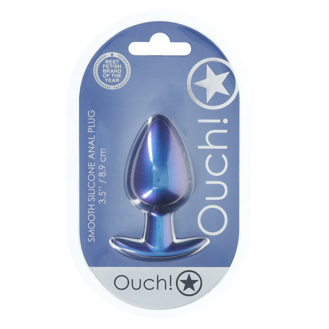 SmoothSiliconeAnalPlug–Large–3.5″/8,9cm–Metallic