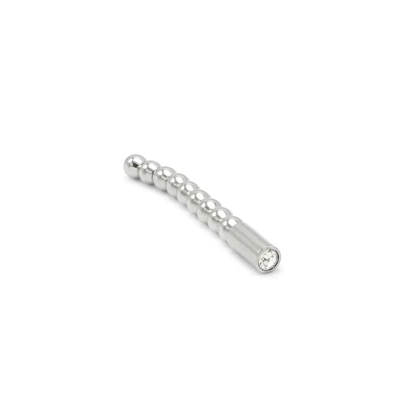 SolidPenisPlugBeadedCurved8mm