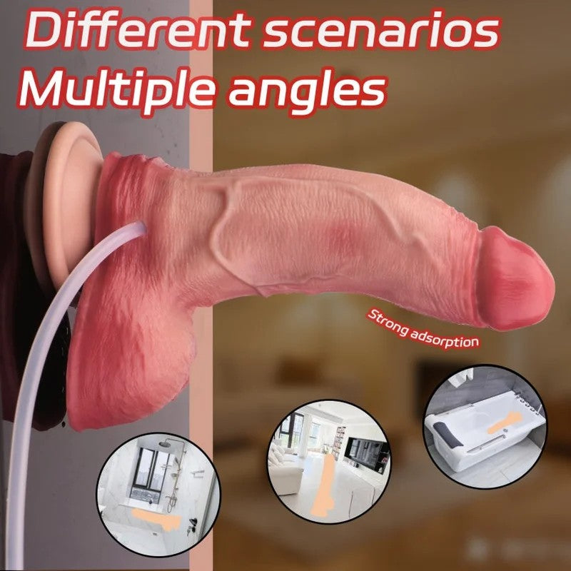 SquirtingDildomitSaugnapf–RealistischerStrap-OnausSilikonzurvaginalenStimulation