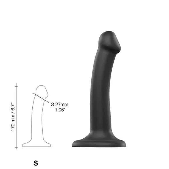 Strap-On-MeSemi-RealisticDualDensityBendableDildoBlackS
