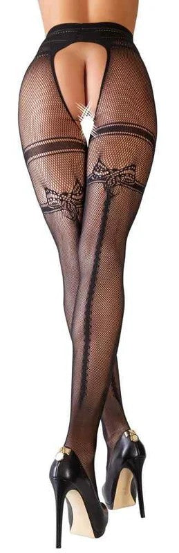 StrumpfhoseoffenbesticktschwarzS–2XL
