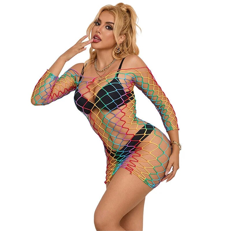 SUBBLIME–952426REGENBOGEN-KLEIDMITLANGENRMELNUNDNETZEINEGRÖSSE