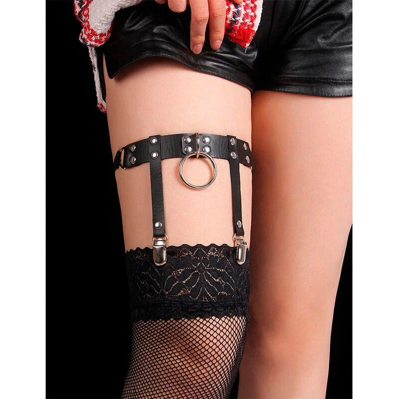 SUBBLIME–953744VERSTELLBARESPUNK-STRUMPFHOSEAUSLEDERSCHWARZEINEGRÖSSE