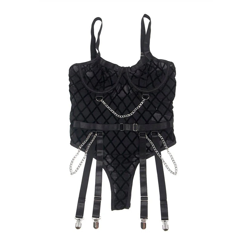 SUBBLIME–9542277BODYMITKETTEN+STRUMPFGÜRTELSCHWARZL/XL