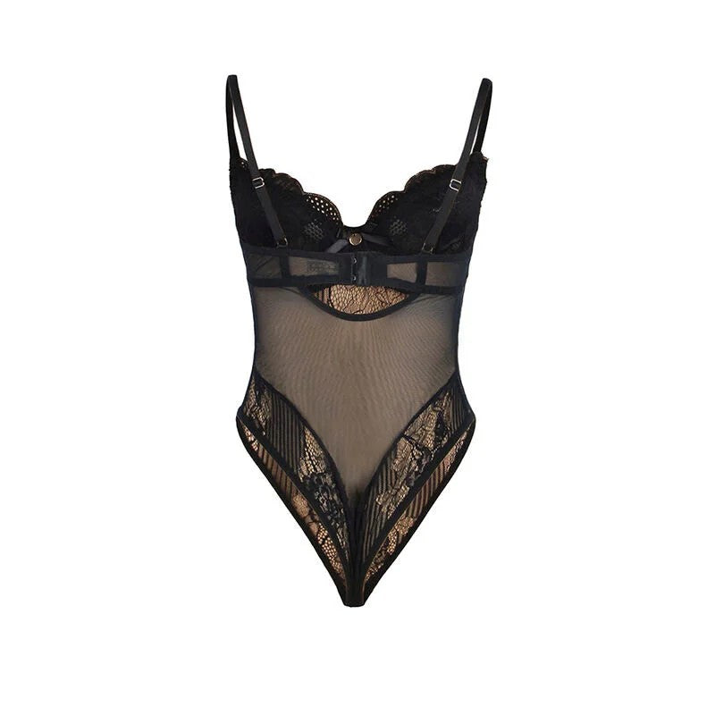 SUBBLIME–955625SPITZEN-BODYSUITMITUNTERTEILVERSCHLUSSSCHWARZL/XL