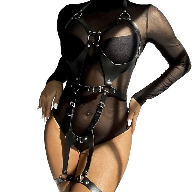 SubblimeFetishFullBodyHarnesswithLeatherBucklesBlack
