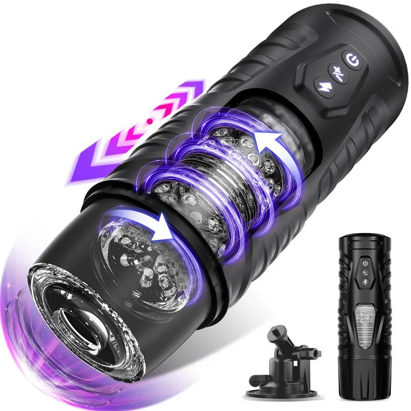 SuperLovePowerfulAutomaticRotating&ThrustingMasturbatorBlack
