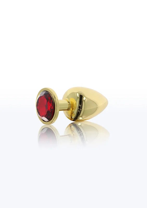 TaboomanalplugwithrhinestoneSred,gold2.5cm