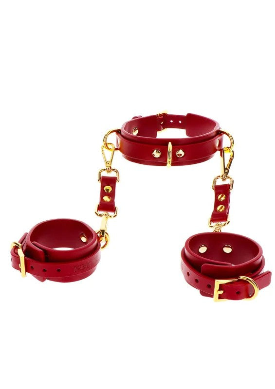 TaboomD-ringcollarandwristcuffsred,gold