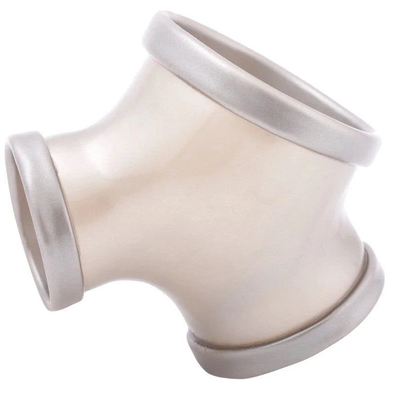 ToylieLatexPenisSleeveGilwithpenisandtesticleringdifferentcolors„HandmadeinGermany“silver