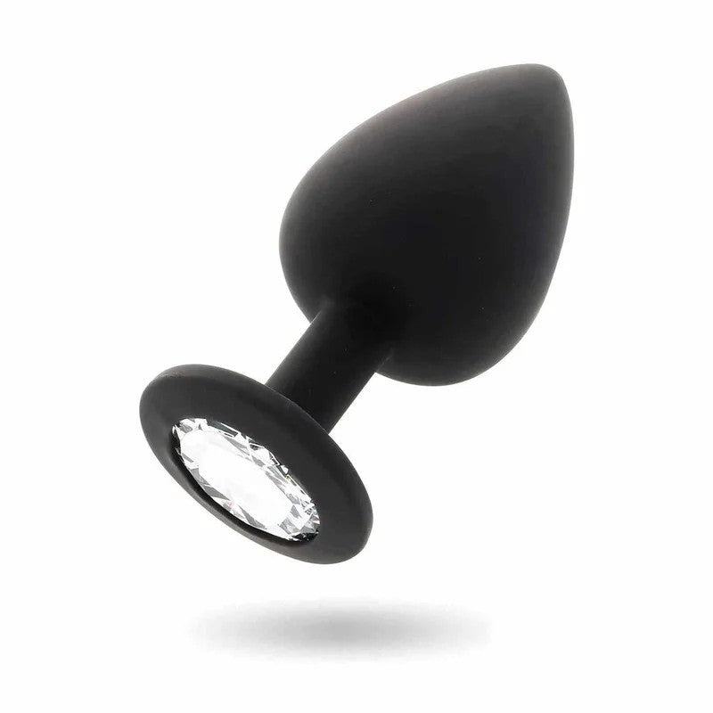 TransparenterDiamant-Silikon-Buttplug–Schwarz