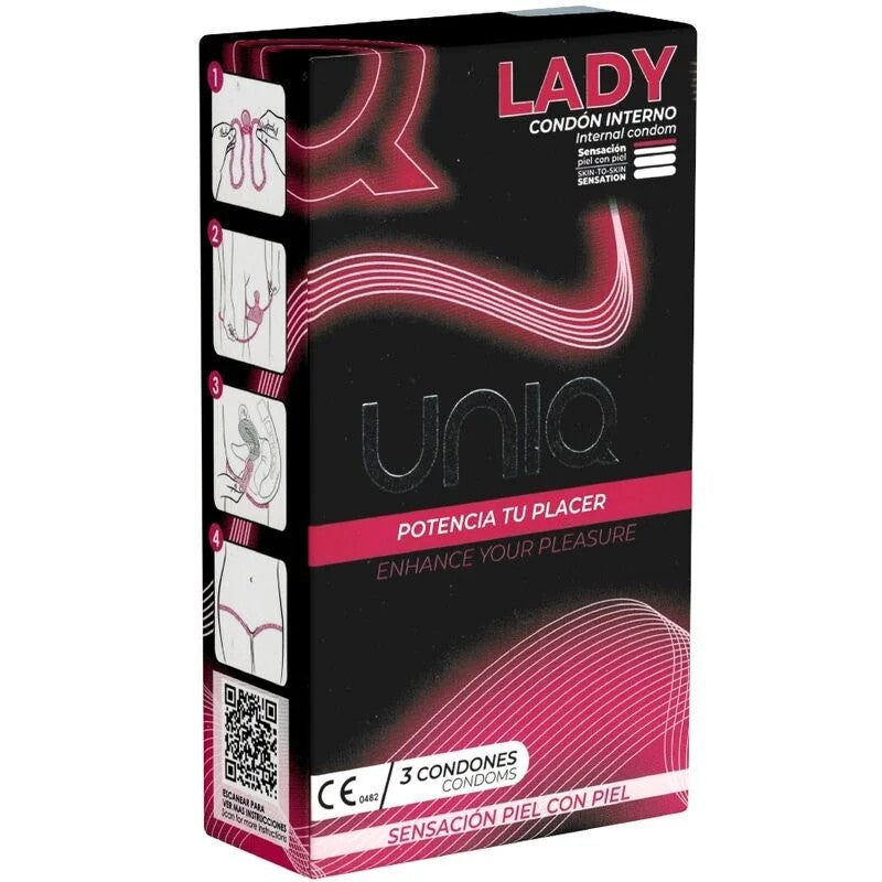 UNIQ–LADYCONDOMLATEXFREIEWEIBLICHEKONDOMEMITSTRUMPFGURT3EINHEITEN