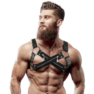 VerstellbarerNeoprenCrossOverBrustgurt|FetishSubmissive