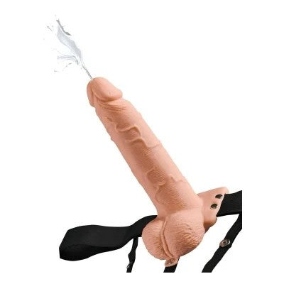 VerstellbaresGurtRealistischerPenisMitSpritzendenBällen19cm|FetishFantasy