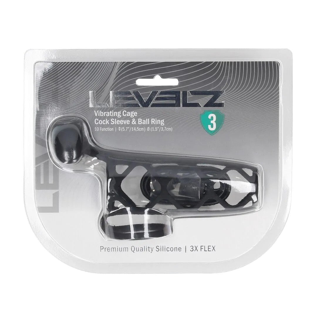 VibratingCageSiliconeCockSleeveandBallRing–Black