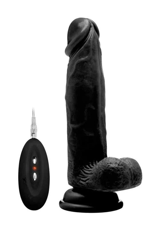 VibratingRealisticCock–8″–WithScrotum–Black
