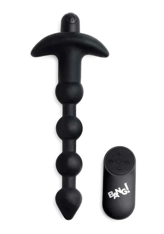 VibratingSiliconeAnalBeads&RemoteControl–Black