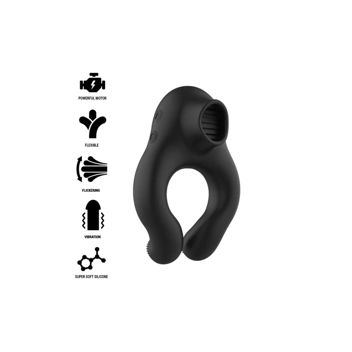 VIBRATORRINGAUSSILIKON,3MOTOREN,WIEDERAUFLADBAR,SCHWARZVONBLACK&SILVER