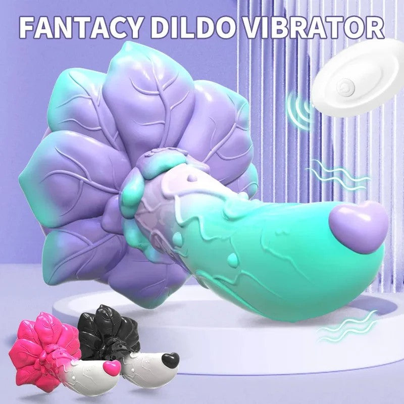 VibrierenderDildo-Buttplug–Fernbedienung,großerDildomitSaugnapfundRose,SexspielzeugfürFrauen