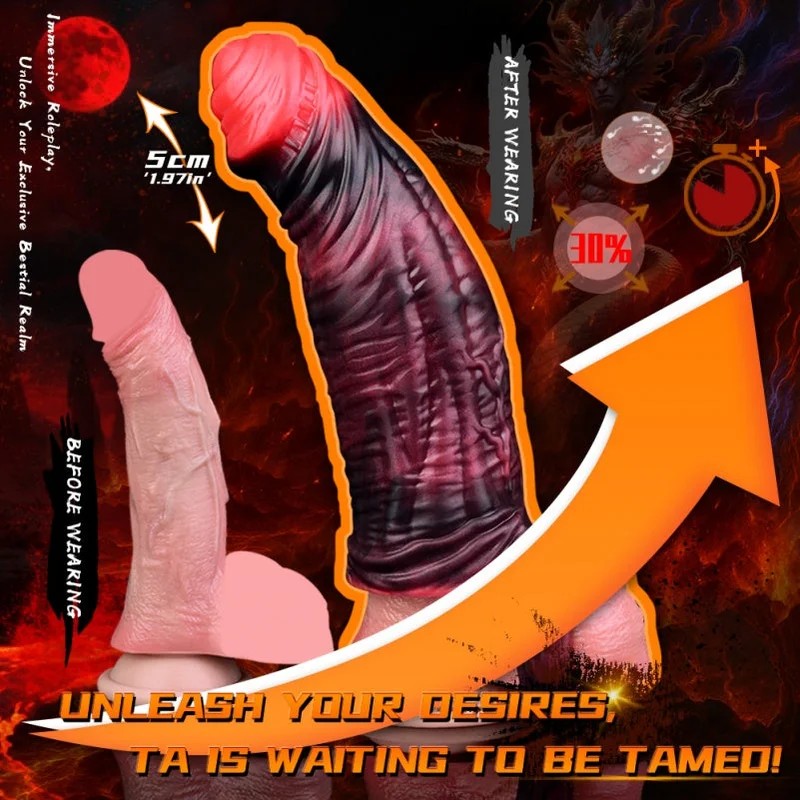 VibrierenderPenis-ExtenderauspurpurrotemSilikon–Fantasie-ToolfürmehrMännlichkeit