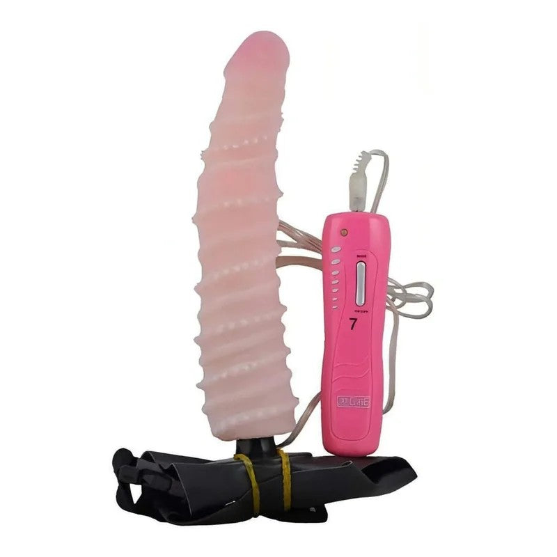 Weicher,faltbarerStrap-OnmitstimulierendenPads–FleshPink