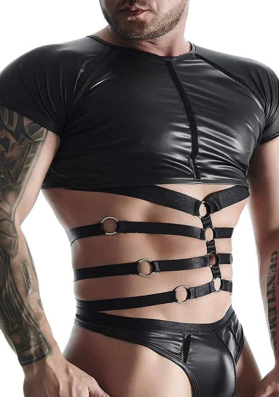 WetlookMen’sStrappyT-ShirtBlackS–XXL