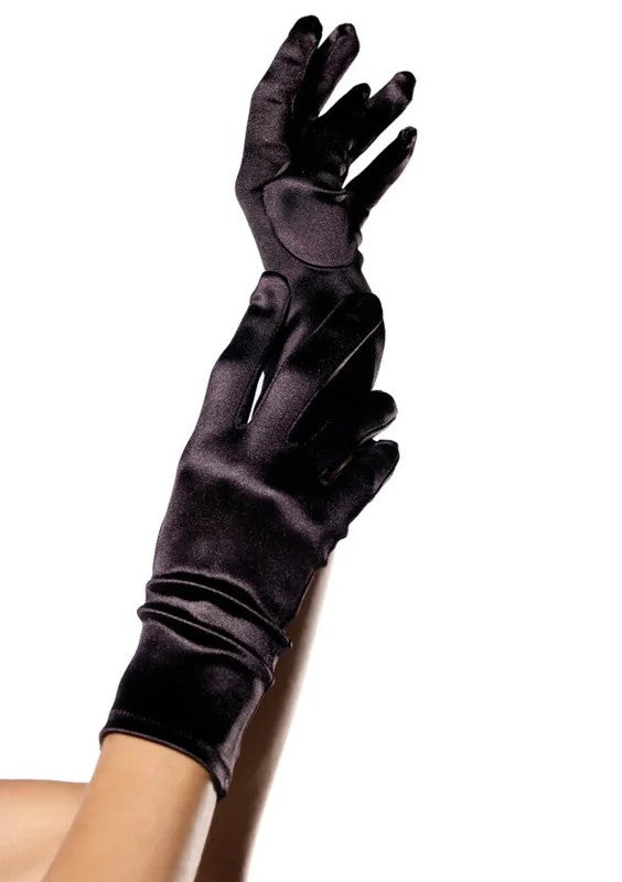 WristLengthSatinGlovesBlackOS